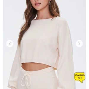 Ballon Sleeve Cropped Sweater